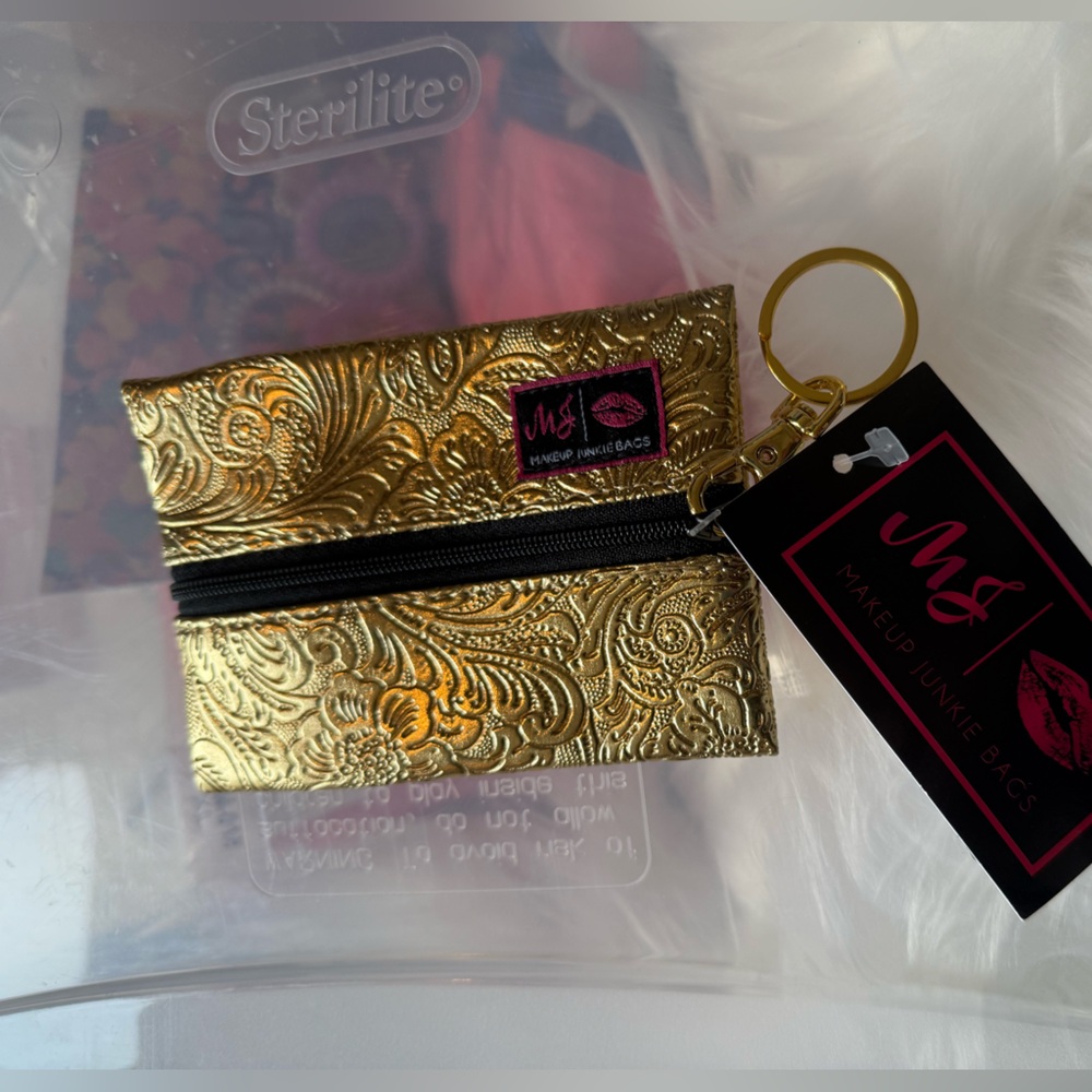 Gold Makeup Junkie Micro Makeup Bag